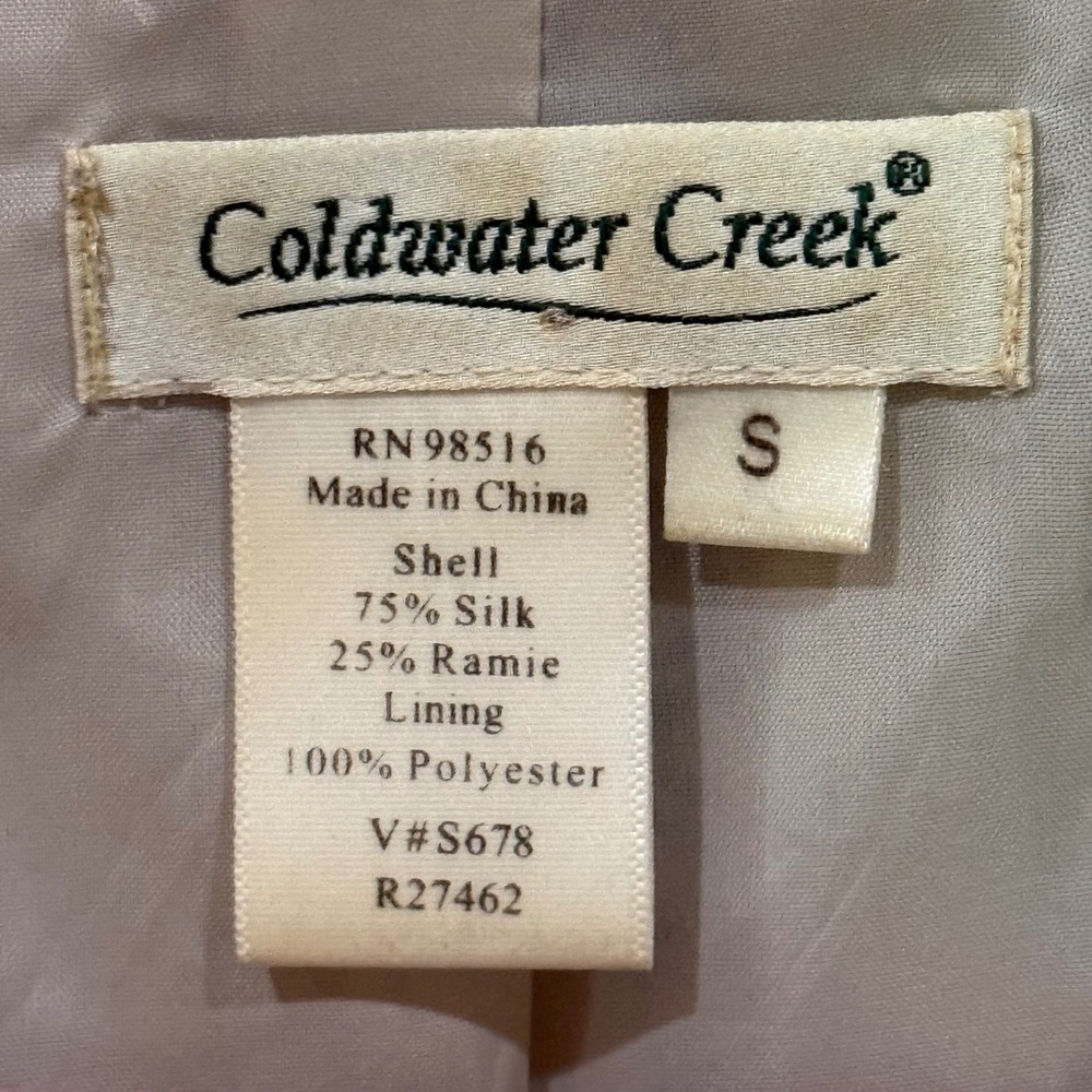 Coldwater Creek Silk Ramie Patchwork Paisley Scalloped Hem Jacket Blue Small - Picture 2 of 4